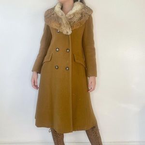 fur collared wool coat